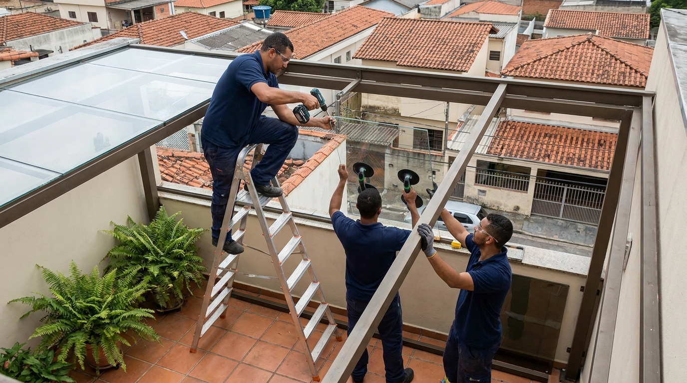 Cobertura De Entrada De Vidro no Recreio Anhangüera, Ribeirão Preto‑SP