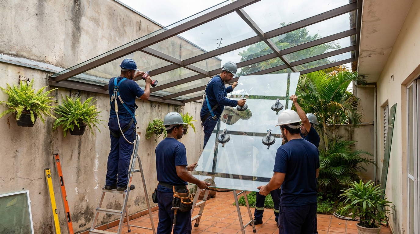 Cobertura De Vidro Com Aluminio no Recreio Anhangüera, Ribeirão Preto‑SP