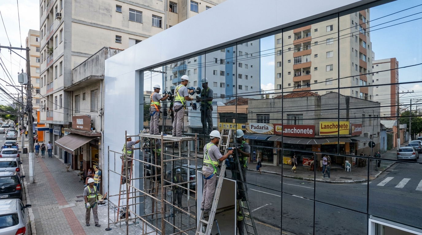 Fachada Com Porta De Vidro no Jardim Ouro Verde, Maringá‑PR