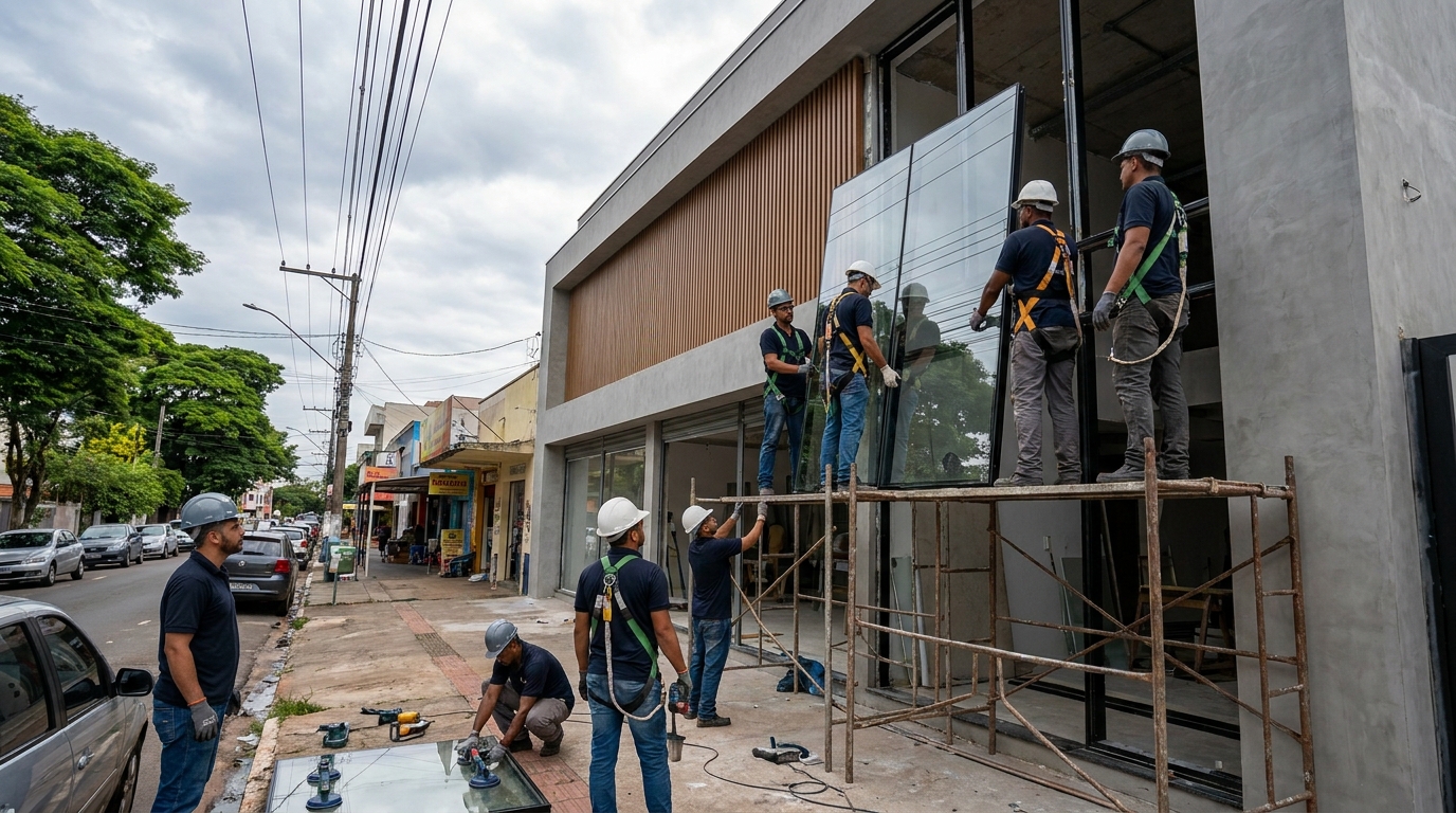 Fachada Comercial De Vidro no Jardim Ouro Verde, Maringá‑PR